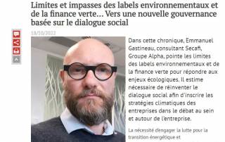 Limites et impasses des labels environnementaux et de la finance verte… Vers une nouvelle gouvernance basée sur le dialogue social