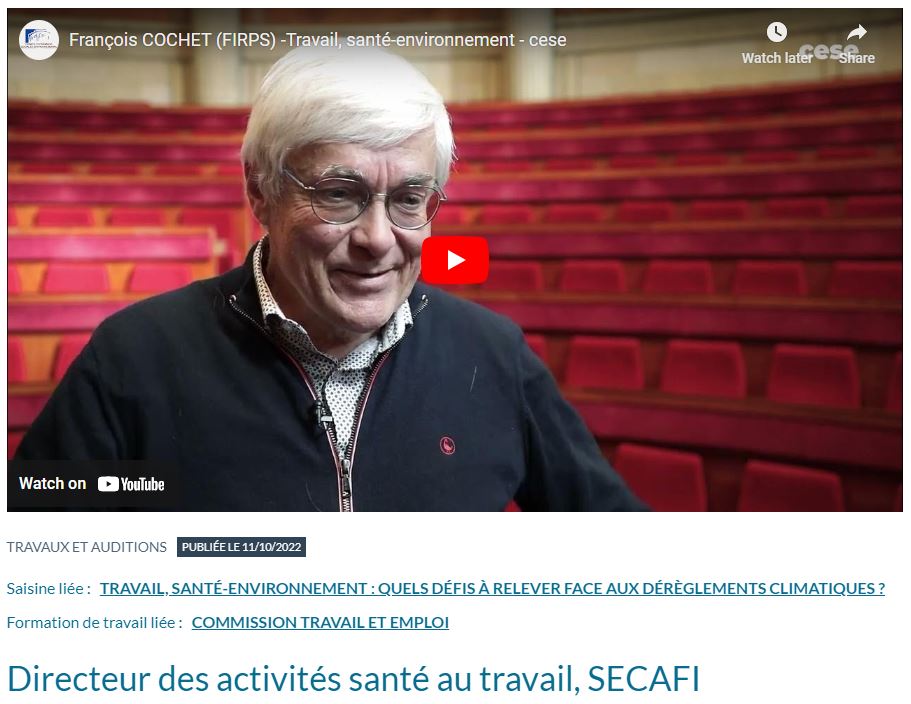 François Cochet était l'invité du CESE pour parler santé, sécurité, conditions de travail