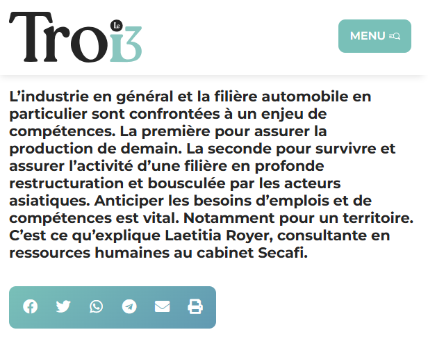 Filière automobile : "Les emplois de demain ne seront pas ceux d’aujourd’hui" Laetitia Royer au micro de Le Trois Info